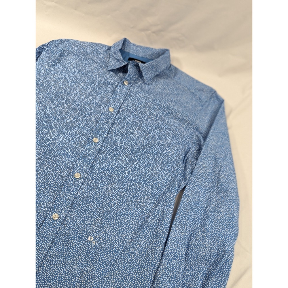 Diesel 78' Shirt Mens Size M Slim Fit Blue Geometric Button Long Sleeve Cotton